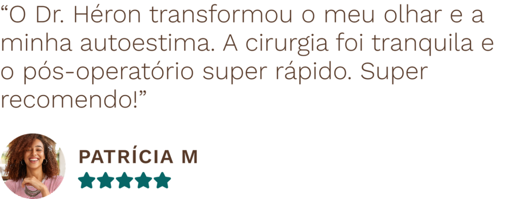 Depoimento de paciente satisfeita com o resultado da blefaroplastia realizada pelo Dr. Héron Máximo