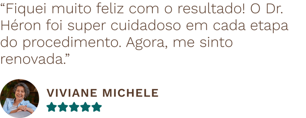 Avaliação positiva de paciente após cirurgia de pálpebras com Dr. Héron Máximo — resultado natural e harmonioso